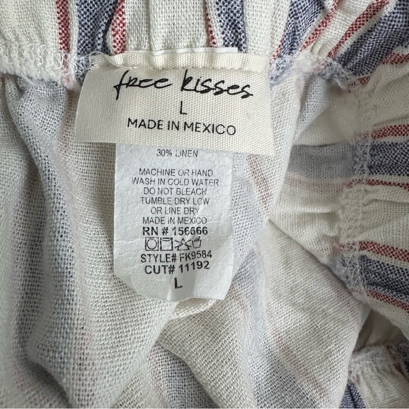 Free Kisses Striped Wide Leg Linen Blend Pants Large Beach Resort Wear EUC - Picture 2 of 8